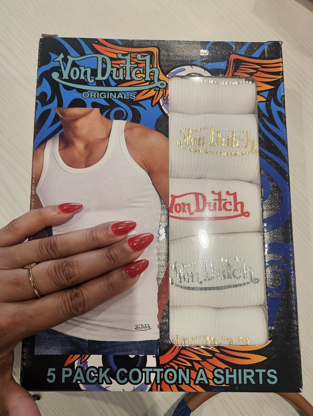 Von Dutch White Tank Tops Pack with Multicolor Logo Accents